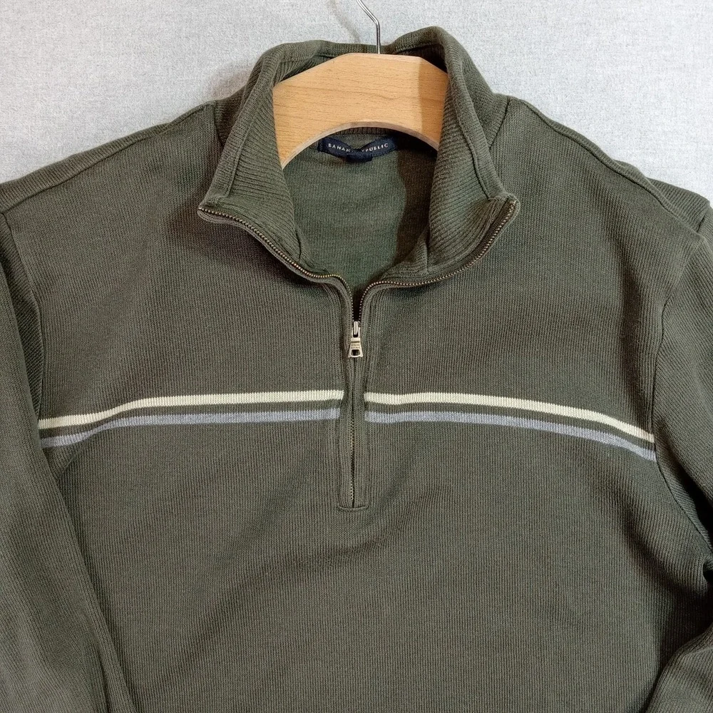Banana Republic Mens XL Quarter Zip Pullover Sweater VTG Y2K Preppy Casual